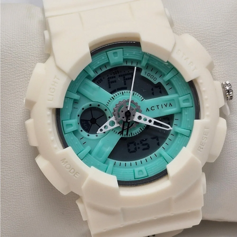 Activa White and Teal Sport Digital-Analog Watch By invicta